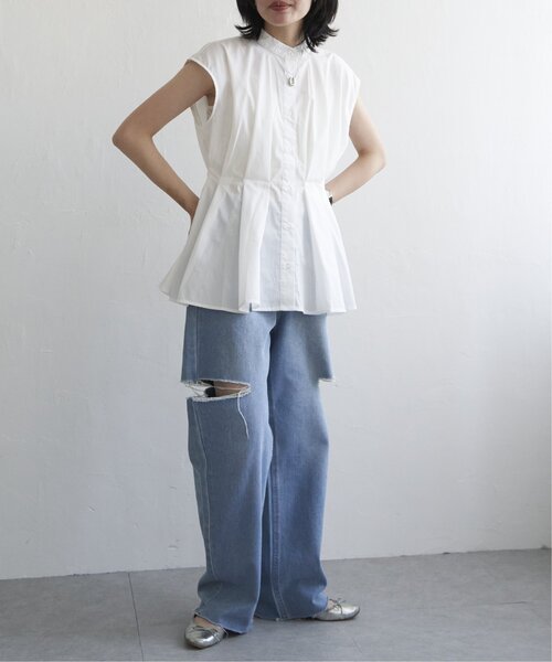 VENCEEXCHANGE（ヴァンスエクスチェンジ）の「ウエストタックスタンドブラウス（シャツ/ブラウス・レディース・オフホワイト/ライトグレー/ブラック/グリーン・FREE）」の22枚目の写真