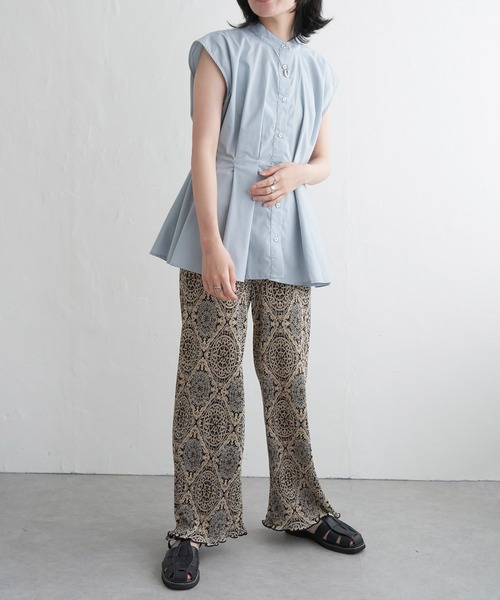 VENCEEXCHANGE（ヴァンスエクスチェンジ）の「ウエストタックスタンドブラウス（シャツ/ブラウス・レディース・オフホワイト/ライトグレー/ブラック/グリーン・FREE）」の8枚目の写真