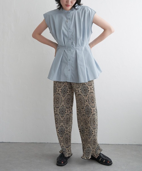 VENCEEXCHANGE（ヴァンスエクスチェンジ）の「ウエストタックスタンドブラウス（シャツ/ブラウス・レディース・オフホワイト/ライトグレー/ブラック/グリーン・FREE）」の9枚目の写真