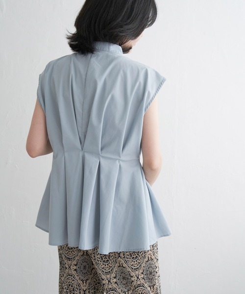 VENCEEXCHANGE（ヴァンスエクスチェンジ）の「ウエストタックスタンドブラウス（シャツ/ブラウス・レディース・オフホワイト/ライトグレー/ブラック/グリーン・FREE）」の7枚目の写真