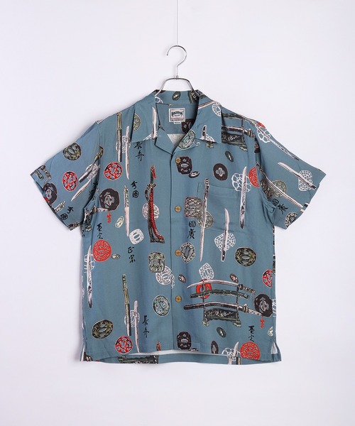 HOUSTON(ヒューストン)の「HOUSTON 和風アロハシャツ(日本刀・鯉・風神雷神)(シャツ/ブラウス・メンズ・ホワイト/ブラック/サックスブルー/ブラック系その他/グリーン/グレー/ブラウン/サックスブルー系・LARGE/X-LARGE/MEDIUM)」の22枚目の写真