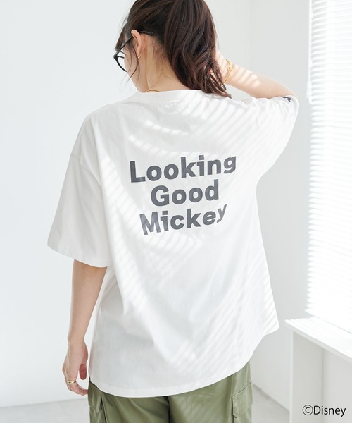 ディズニー ミッキーマウス プリントTシャツ ホワイト 半袖 ビッグサイズ Disney/ディズニー】ミッキープリント半袖Tシャツ《大きいサイズ