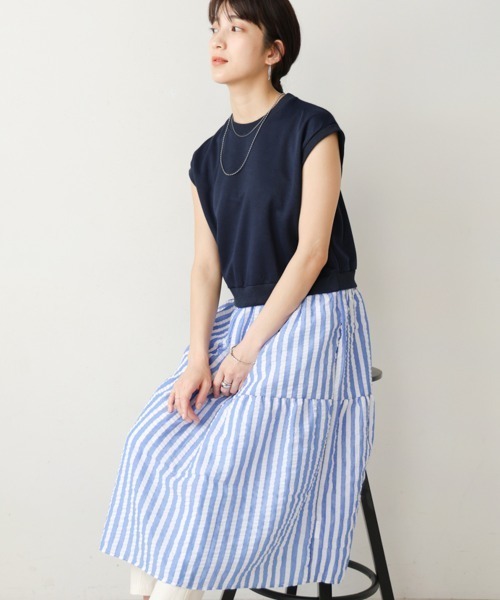 Bou Jeloud(ブージュルード)の「ストライプコンビワンピース(ワンピース・レディース・ブラック/ネイビー・FREE)」の3枚目の写真