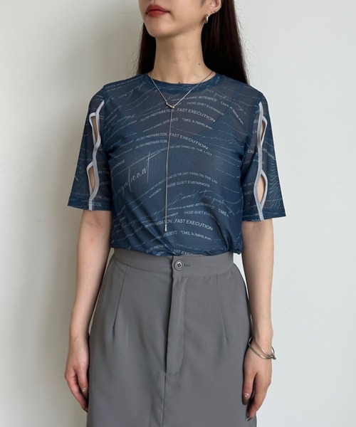 VACANCY（ヴァカンシー）の「ランダムロゴシアーホールトップス（Tシャツ/カットソー・レディース・ホワイト/ダークブルー・FREE）」の12枚目の写真