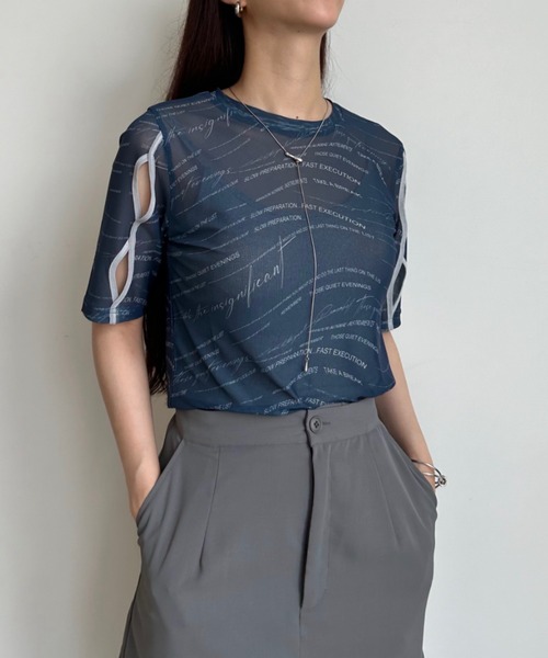 VACANCY（ヴァカンシー）の「ランダムロゴシアーホールトップス（Tシャツ/カットソー・レディース・ホワイト/ダークブルー・FREE）」の10枚目の写真