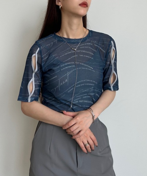 VACANCY（ヴァカンシー）の「ランダムロゴシアーホールトップス（Tシャツ/カットソー・レディース・ホワイト/ダークブルー・FREE）」の11枚目の写真