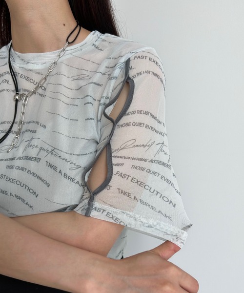 VACANCY（ヴァカンシー）の「ランダムロゴシアーホールトップス（Tシャツ/カットソー・レディース・ホワイト/ダークブルー・FREE）」の4枚目の写真