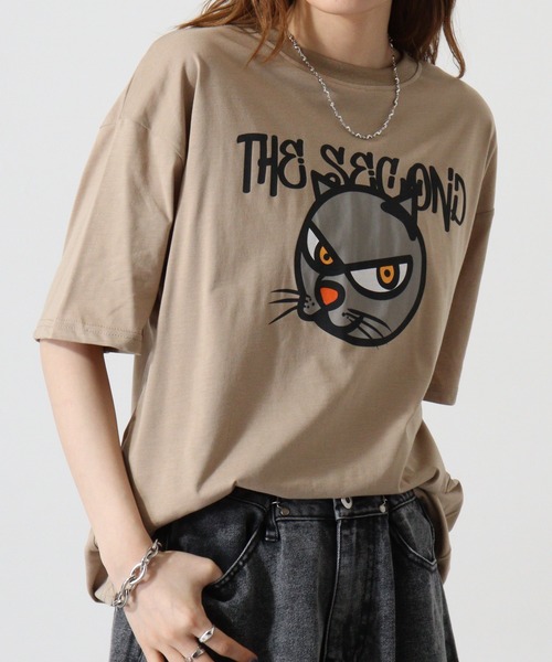 FUNALIVE(ファンアライブ)の「レディース ワイド Tシャツ 半袖(Tシャツ/カットソー・レディース・ミント/ベージュ/ベージュ系/ピンク系/ライトピンク/ブラック/サックスブルー/オフホワイト/ライトグリーン系・FREE)」の4枚目の写真