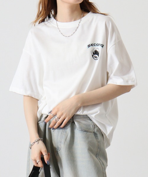 FUNALIVE(ファンアライブ)の「レディース ワイド Tシャツ 半袖(Tシャツ/カットソー・レディース・ミント/ベージュ/ベージュ系/ピンク系/ライトピンク/ブラック/サックスブルー/オフホワイト/ライトグリーン系・FREE)」の2枚目の写真