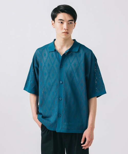 BEAMS HEART(ビームスハート)の「メッシュ ニット シャツ(タンクトップ セット)(シャツ/ブラウス・メンズ・ブラック/ブルー・SMALL/MEDIUM/LARGE)」の2枚目の写真