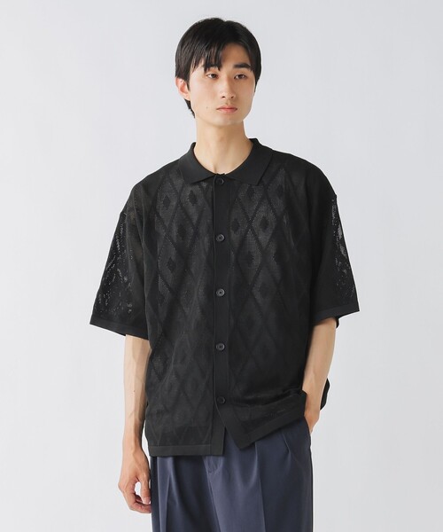 BEAMS HEART(ビームスハート)の「メッシュ ニット シャツ(タンクトップ セット)(シャツ/ブラウス・メンズ・ブラック/ブルー・SMALL/MEDIUM/LARGE)」の7枚目の写真