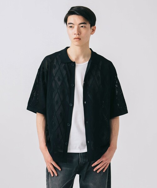 BEAMS HEART(ビームスハート)の「メッシュ ニット シャツ(タンクトップ セット)(シャツ/ブラウス・メンズ・ブラック/ブルー・SMALL/MEDIUM/LARGE)」の4枚目の写真