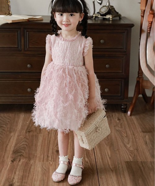 【セール】【aimoha-KIDS-】ノースリーブメッシュワンピース（ワンピース）｜aimoha（アイモハ）