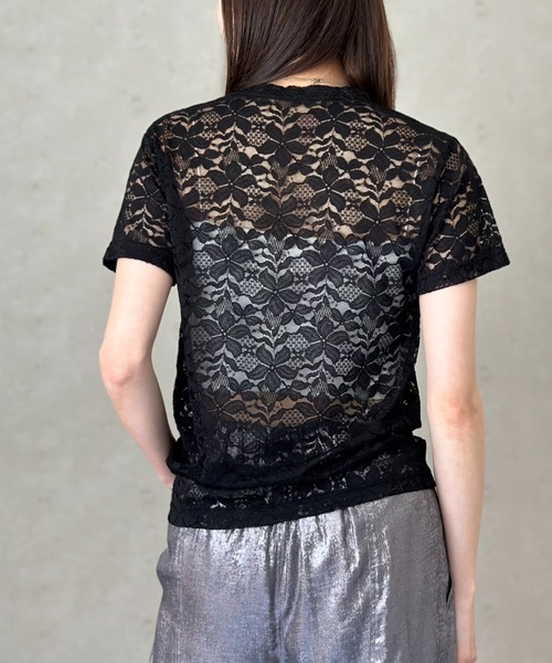 Per sist ence(パーシエンス)の「レースコンパクトTシャツ(Tシャツ/カットソー・レディース・オフホワイト/ブラック・FREE)」の7枚目の写真