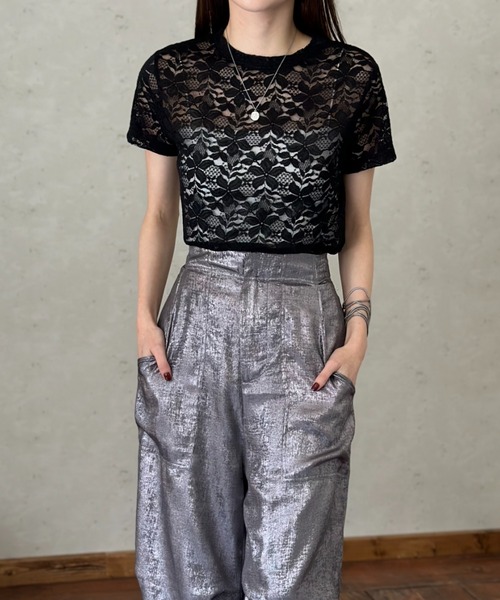 Per sist ence(パーシエンス)の「レースコンパクトTシャツ(Tシャツ/カットソー・レディース・オフホワイト/ブラック・FREE)」の10枚目の写真