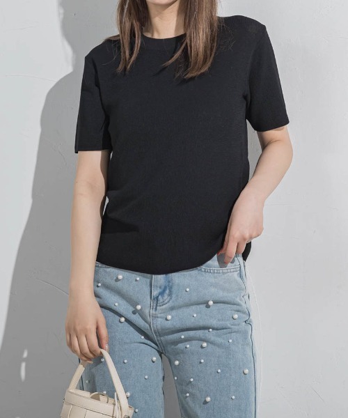ニット セーター 「接触冷感/遮熱機能」サラサラTシャツニット「手洗い可能」 レディース 接触冷感/遮熱機能】サラサラTシャツニット≪手洗い可能