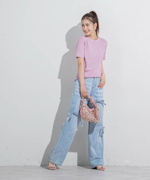 VICKY(ビッキー)の「【接触冷感/遮熱機能】サラサラTシャツニット≪手洗い可能≫(ニット/セーター・レディース・ブラック/グレー/ネイビー/ベージュ/ピンク/ホワイト・M)」の12枚目の写真