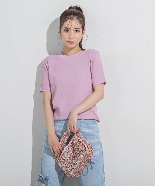 VICKY(ビッキー)の「【接触冷感/遮熱機能】サラサラTシャツニット≪手洗い可能≫(ニット/セーター・レディース・ブラック/グレー/ネイビー/ベージュ/ピンク/ホワイト・M)」の9枚目の写真