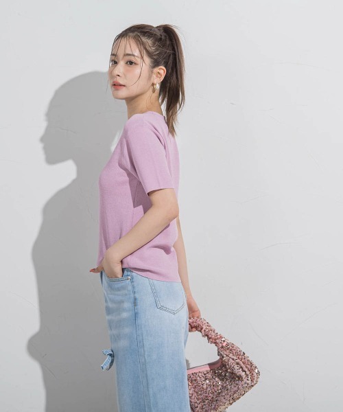 VICKY(ビッキー)の「【接触冷感/遮熱機能】サラサラTシャツニット≪手洗い可能≫(ニット/セーター・レディース・ブラック/グレー/ネイビー/ベージュ/ピンク/ホワイト・M)」の11枚目の写真