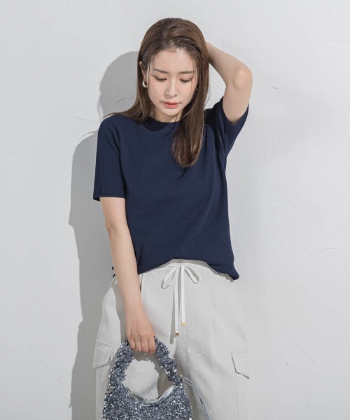 VICKY(ビッキー)の「【接触冷感/遮熱機能】サラサラTシャツニット≪手洗い可能≫(ニット/セーター・レディース・ブラック/グレー/ネイビー/ベージュ/ピンク/ホワイト・M)」の15枚目の写真