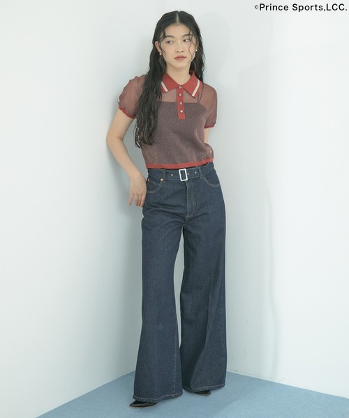 CottonPrincess(コットンプリンセス)の「【Prince】VIS別注ラメシアーポロシャツ(ポロシャツ・レディース・サックスブルー/オフホワイト/ブラウン系その他3・FREE)」の6枚目の写真