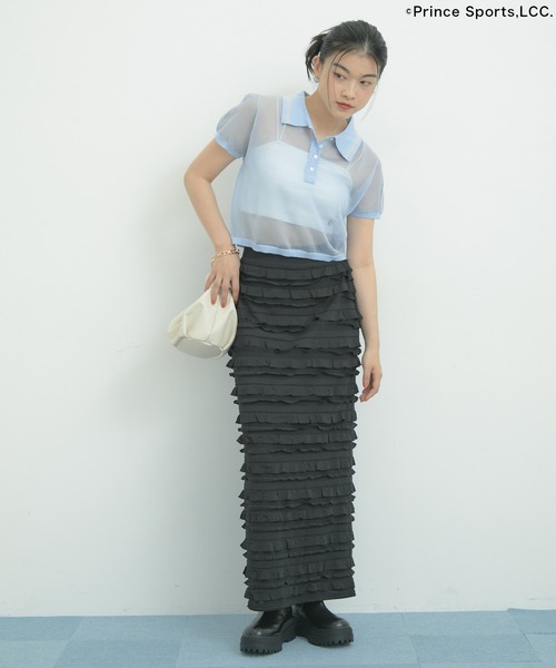 CottonPrincess(コットンプリンセス)の「【Prince】VIS別注ラメシアーポロシャツ(ポロシャツ・レディース・サックスブルー/オフホワイト/ブラウン系その他3・FREE)」の8枚目の写真