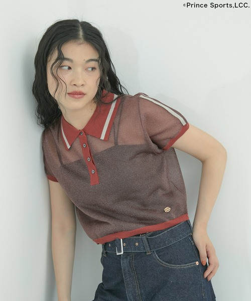 CottonPrincess(コットンプリンセス)の「【Prince】VIS別注ラメシアーポロシャツ(ポロシャツ・レディース・サックスブルー/オフホワイト/ブラウン系その他3・FREE)」の12枚目の写真