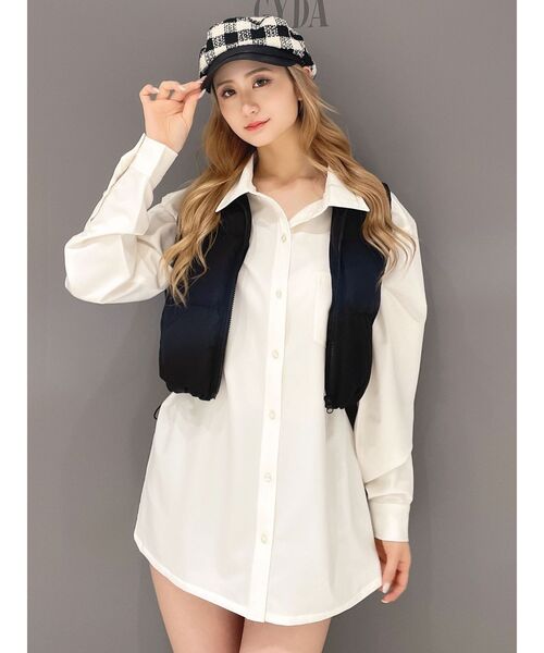 GYDA（ジェイダ）の「GYGY中綿ショートベスト（ベスト・レディース・ブラック/オフホワイト・FREE）」の18枚目の写真