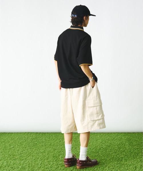 Adoon plain(アドーンプレーン)の「袖ステッチピスネームポロシャツ(ポロシャツ・メンズ・ブラック/ネイビー/ベージュ・LARGE/MEDIUM)」の16枚目の写真