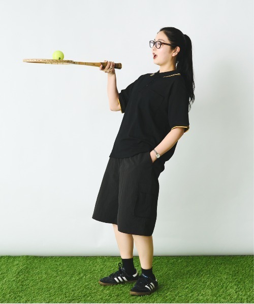 Adoon plain(アドーンプレーン)の「袖ステッチピスネームポロシャツ(ポロシャツ・メンズ・ブラック/ネイビー/ベージュ・LARGE/MEDIUM)」の10枚目の写真