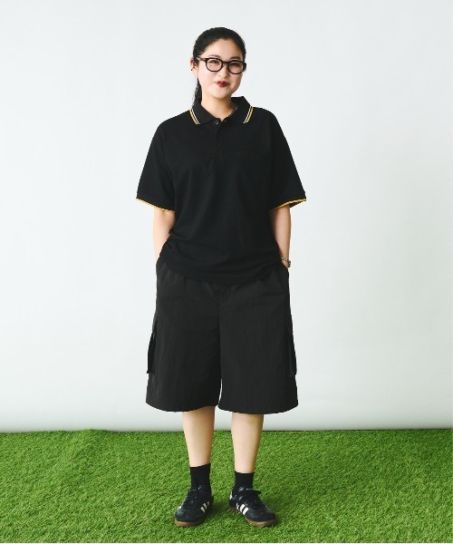 Adoon plain(アドーンプレーン)の「袖ステッチピスネームポロシャツ(ポロシャツ・メンズ・ブラック/ネイビー/ベージュ・LARGE/MEDIUM)」の4枚目の写真