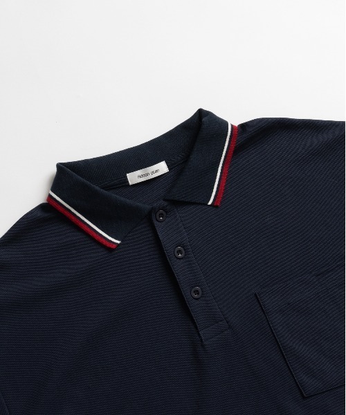 Adoon plain(アドーンプレーン)の「袖ステッチピスネームポロシャツ(ポロシャツ・メンズ・ブラック/ネイビー/ベージュ・LARGE/MEDIUM)」の8枚目の写真