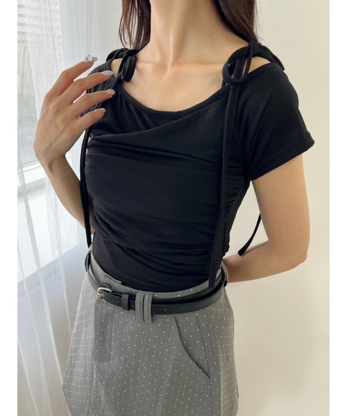 PHILLY(フィリー)の「【PHILLY】ロングリボンコンパクトT(Tシャツ/カットソー・レディース・ブラック/ピンク/ホワイト・FREE)」の7枚目の写真