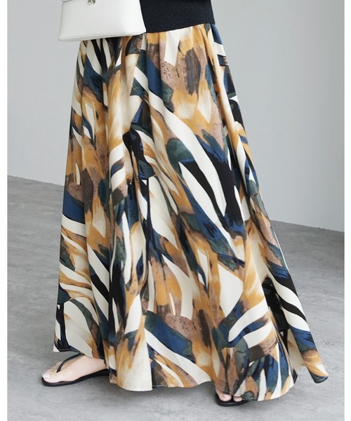 総柄ギャザーフレスカート（スカート）｜reca（レカ）