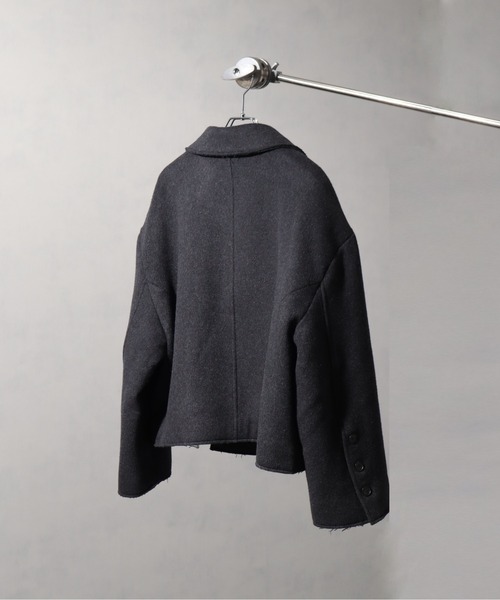 welise(ウェライズ)の「【welise/ウェライズ】プレミアムウールブレンド ミニマルシャギーヘビーメルトン ショートテーラードコート(ピーコート・メンズ・ブラック系その他/グレー/ブラック/ブラックミックス/ダークブラウン・M/L/S)」の9枚目の写真