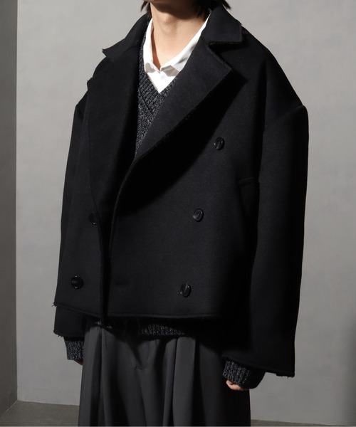 ダブルブレスト ショートコート ジャケット 新作 welise/ウェライズ】メルトンウール50 ダブルブレストオーバーショート