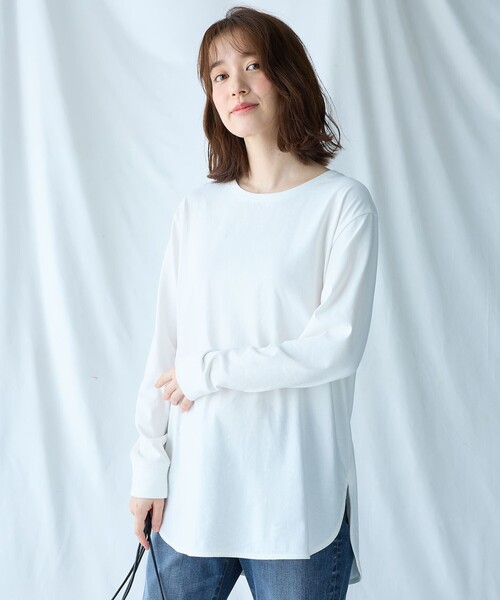 ANY(エニィ)の「リブポイントテールTシャツ(Tシャツ/カットソー・レディース・ブラック系1/ホワイト系/ベージュ系1・4)」の17枚目の写真