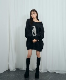 UNISEX ショルダージップシャギーニット