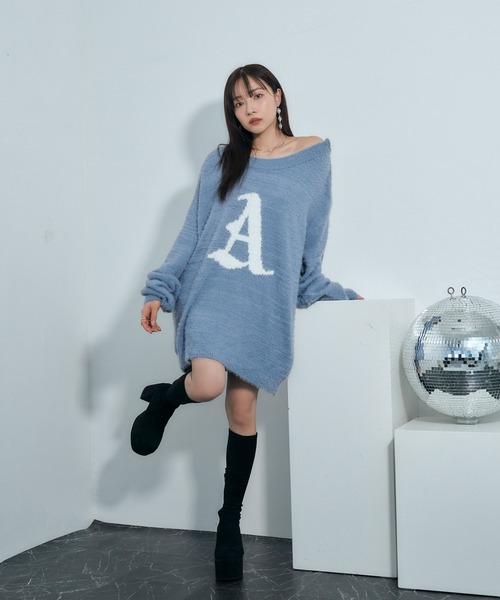 ANDGEEBEE（アンジービー）の「UNISEX ショルダージップシャギーニット（ニット/セーター・レディース・ブラック/ブルー・FREE）」の11枚目の写真