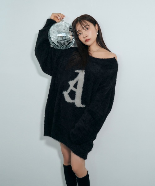 ANDGEEBEE（アンジービー）の「UNISEX ショルダージップシャギーニット（ニット/セーター・レディース・ブラック/ブルー・FREE）」の16枚目の写真