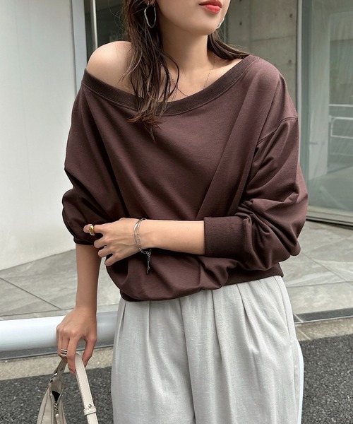 ANDMARY オフショルダー ブラックシャツ OY/オーワイ』STITCH COLLAR HALF KNIT/ステッチデザイン ニット
