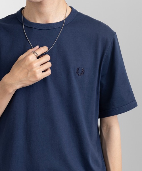 FRED PERRY（フレッドペリー）の「【FRED PERRY】RINGER T-SHIRT M3519（Tシャツ/カットソー・レディース・ホワイト/ネイビー/ブラック/オートミール/インディゴブルー/ダークグレー/ダークオレンジ/グレイッシュブルー/アイボリー/カーキ/ライトブルー/コーラルピンク/ライトイエロー/スカイブルー/グリーン/レッド/ダークカーキ/バーガンディー/チャコールグレー/ブルー・M/S/XL/L/XS）」の13枚目の写真