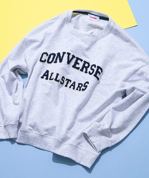 CONVERSE(コンバース)の「【CONVERSE/コンバース】カレッジプリント ミニ裏毛スウェットトレーナー(スウェット・レディース・ブルー/オレンジ/ブラック/ライトグレー・LARGE/MEDIUM)」の1枚目の写真