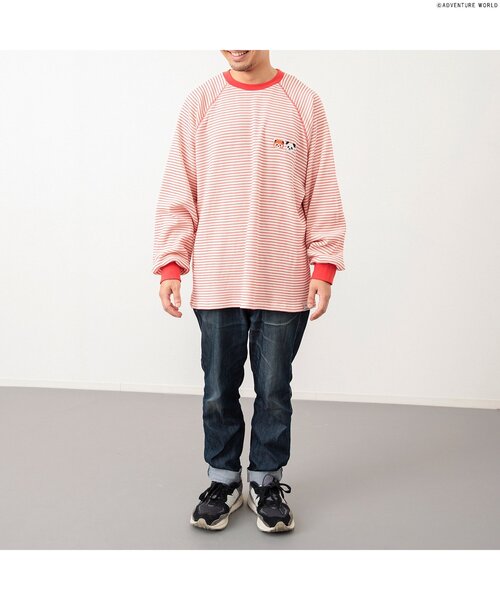 apres les cours（アプレレクール）の「【リンク】アドベンチャーワールド/ワッフルTシャツ（おとな）（Tシャツ/カットソー・レディース・ブラック/レッド・MEDIUM/LARGE）」の6枚目の写真