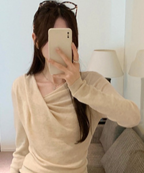 FREE STYLISTS(フリー スタイリスト)の「YUGA_YGMC ドレープカシュクールPO(ニット/セーター・レディース・オフホワイト/ブラック/ベビーピンク/ライトブルー・FREE)」の9枚目の写真