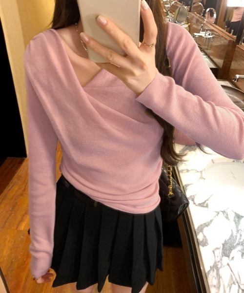 FREE STYLISTS(フリー スタイリスト)の「YUGA_YGMC ドレープカシュクールPO(ニット/セーター・レディース・オフホワイト/ブラック/ベビーピンク/ライトブルー・FREE)」の22枚目の写真