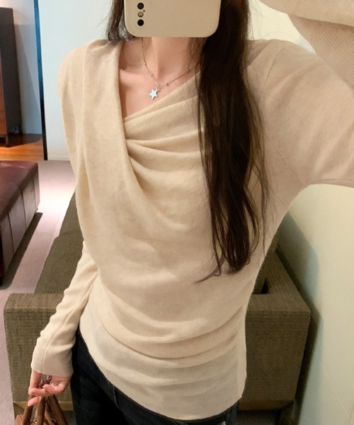 FREE STYLISTS(フリー スタイリスト)の「YUGA_YGMC ドレープカシュクールPO(ニット/セーター・レディース・オフホワイト/ブラック/ベビーピンク/ライトブルー・FREE)」の5枚目の写真