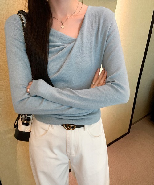 FREE STYLISTS(フリー スタイリスト)の「YUGA_YGMC ドレープカシュクールPO(ニット/セーター・レディース・オフホワイト/ブラック/ベビーピンク/ライトブルー・FREE)」の17枚目の写真
