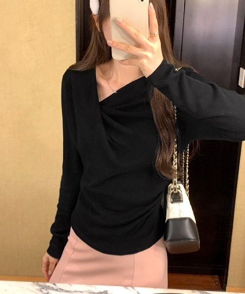 FREE STYLISTS(フリー スタイリスト)の「YUGA_YGMC ドレープカシュクールPO(ニット/セーター・レディース・オフホワイト/ブラック/ベビーピンク/ライトブルー・FREE)」の12枚目の写真