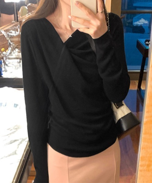 FREE STYLISTS(フリー スタイリスト)の「YUGA_YGMC ドレープカシュクールPO(ニット/セーター・レディース・オフホワイト/ブラック/ベビーピンク/ライトブルー・FREE)」の11枚目の写真